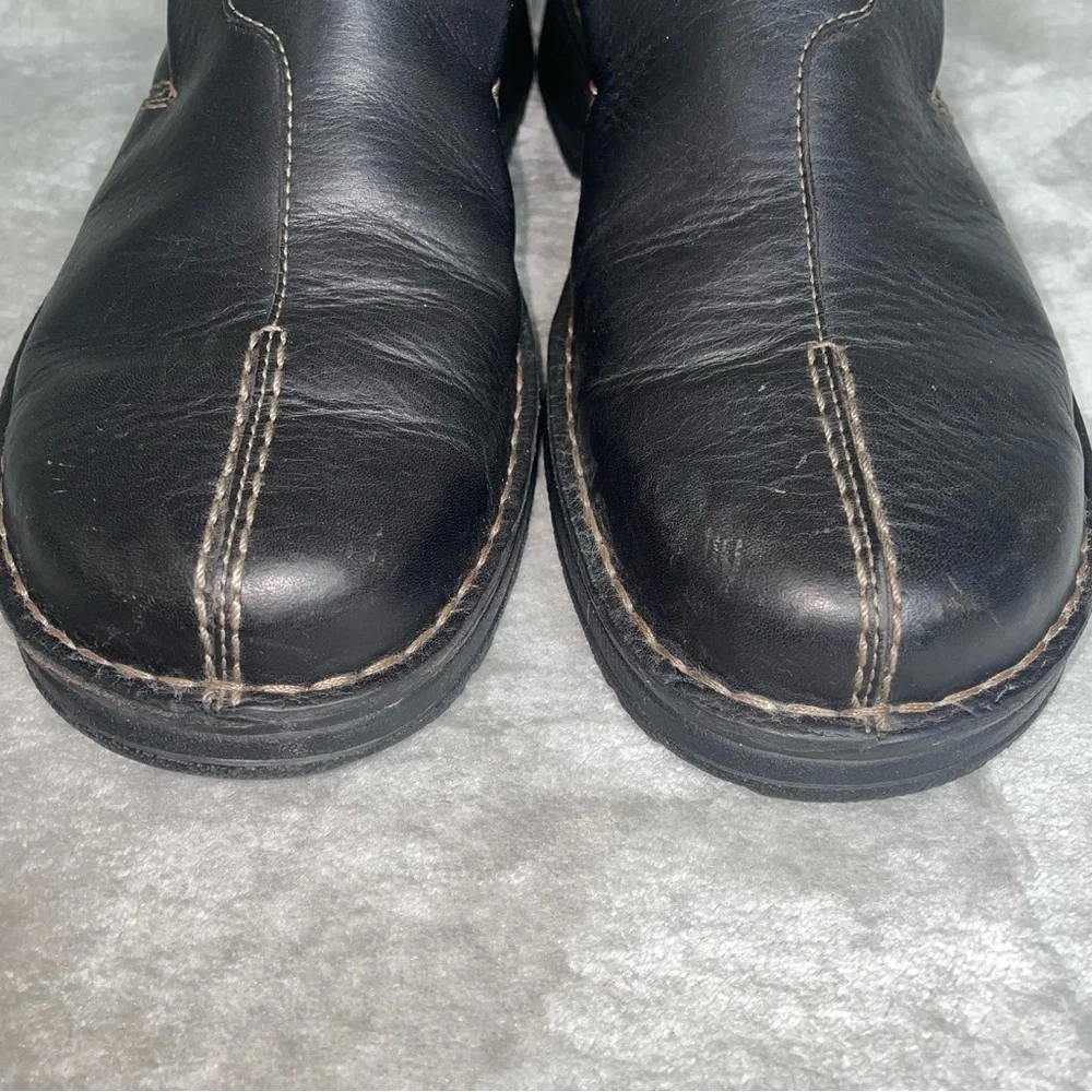 Clarks Active Air Black Leather Loafers Light Stitching Men's Size 12 Slip On